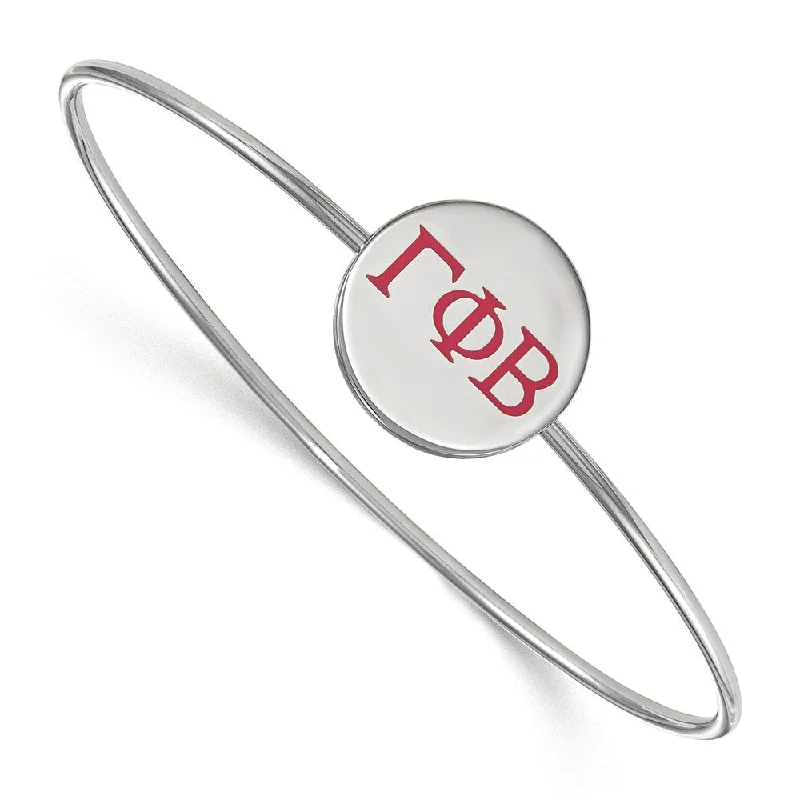 Sterling Silver Gamma Phi Beta Enamel Greek Letters Bangle - 8 in.