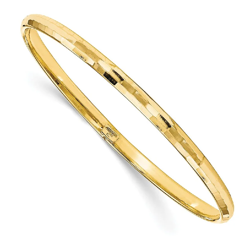 4.25mm 10k Yellow Gold Polished Faceted Slip-On Bangle Bracelet