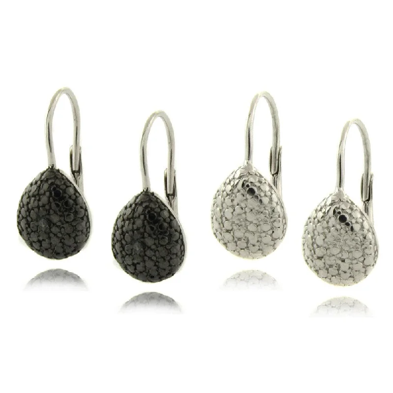 Finesque Sterling Silver Diamond Accent Teardrop Earrings