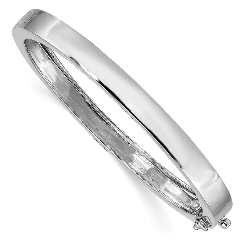 6.3mm 14k White Gold Polished Solid Open Back Hinged Bangle Bracelet