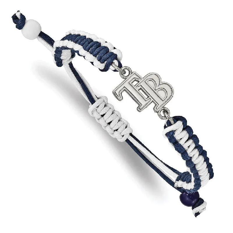 Stainless Steel MLB Tampa Bay Rays Adj Nylon Cord Bracelet, 9 Inch