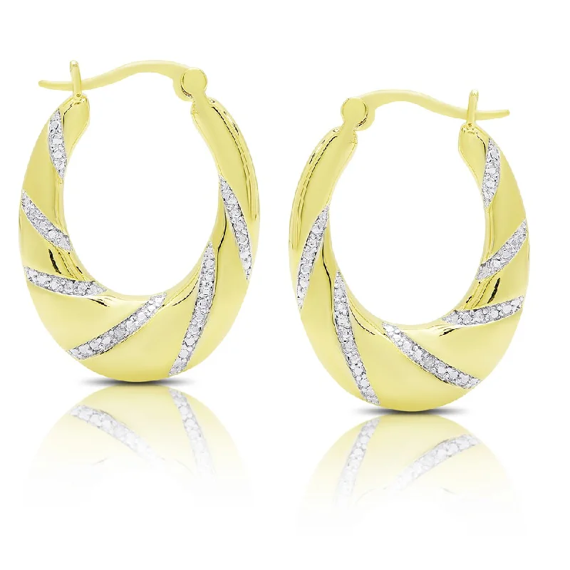 Finesque Gold Overlay Diamond Accent Hoop Earrings