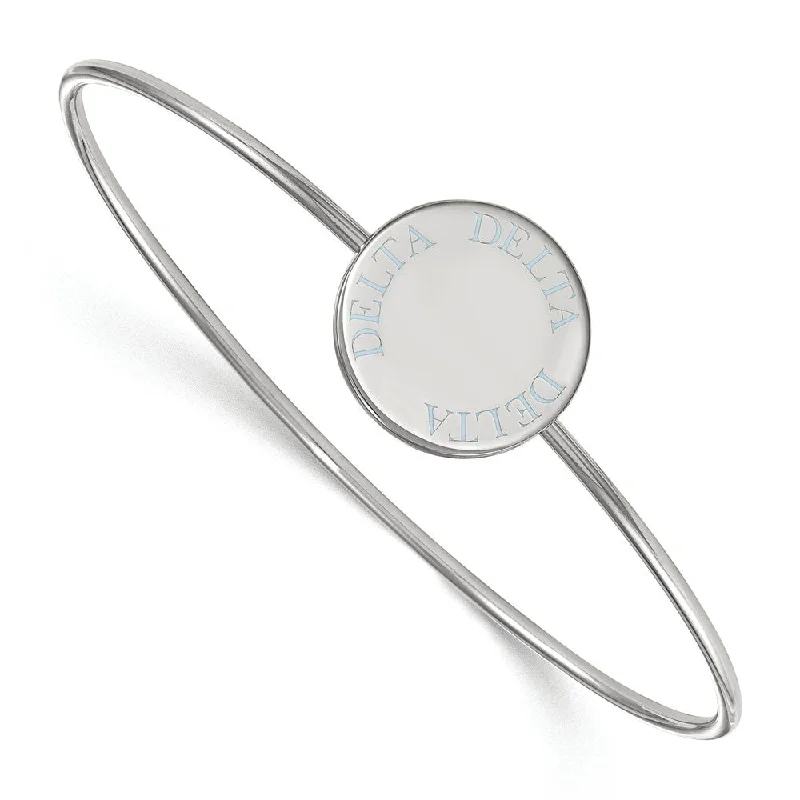 Sterling Silver Delta Delta Delta Blue Enamel Letters Bangle - 8 in.