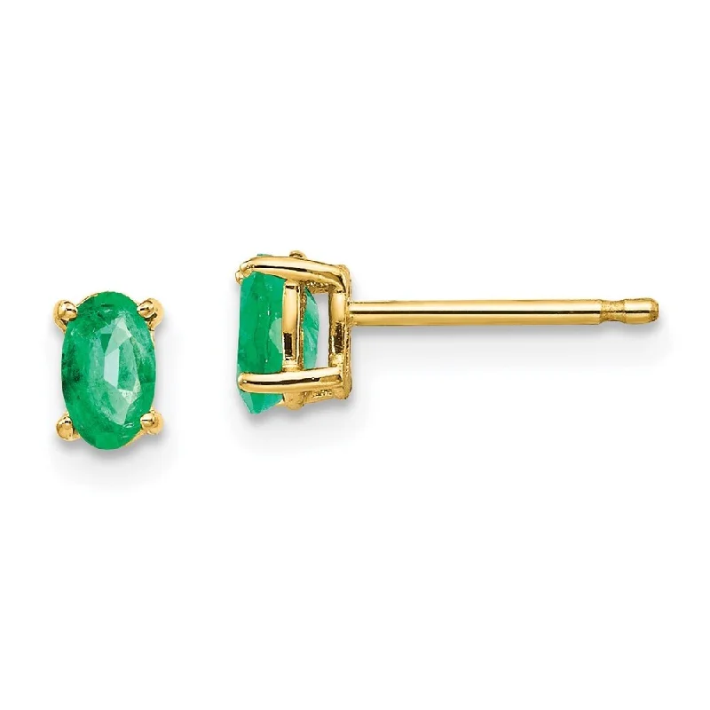 14k Yellow Gold Gemstone Stud Earrings (L-5 mm, W-3 mm)