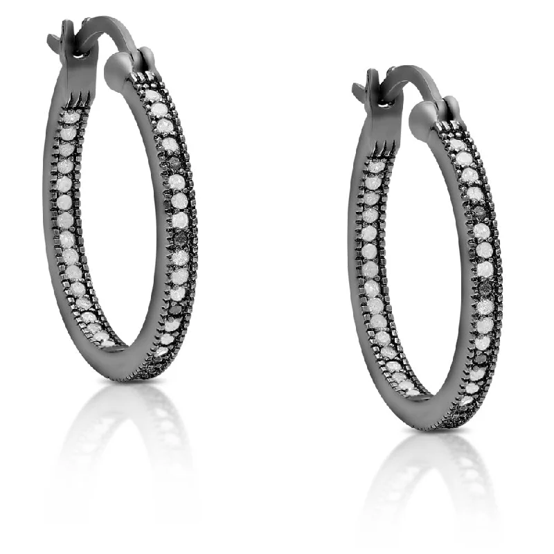 Finesque Sterling Silver 1/3 ct TDW Diamond Hoop Earrings