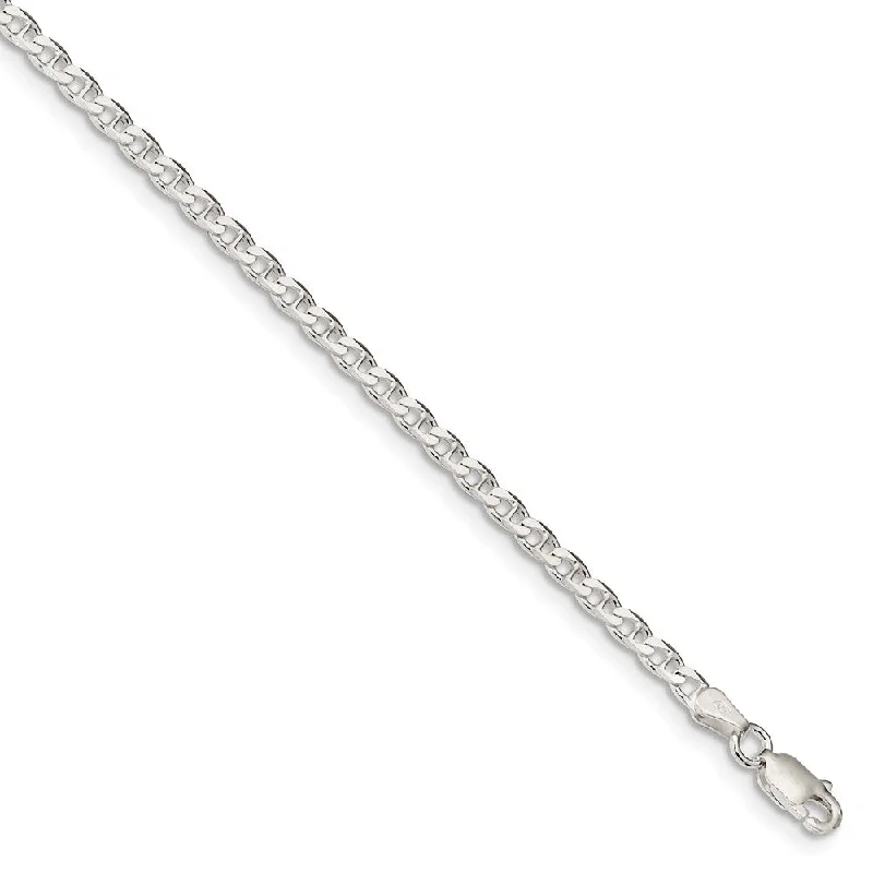 3.1mm Sterling Silver Solid Flat Cuban Anchor Chain Bracelet