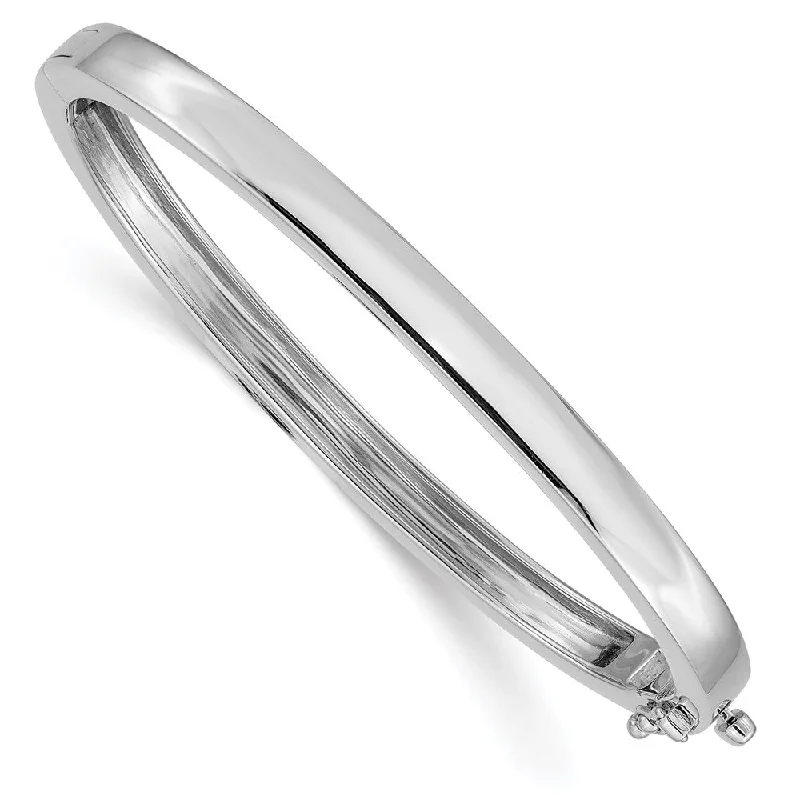 5.3mm 14k White Gold Polished Solid Open Back Hinged Bangle Bracelet