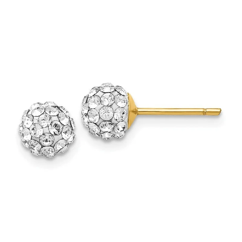 14k Yellow Gold Round Crystal Stud Earrings (L-6 mm, W-6 mm)