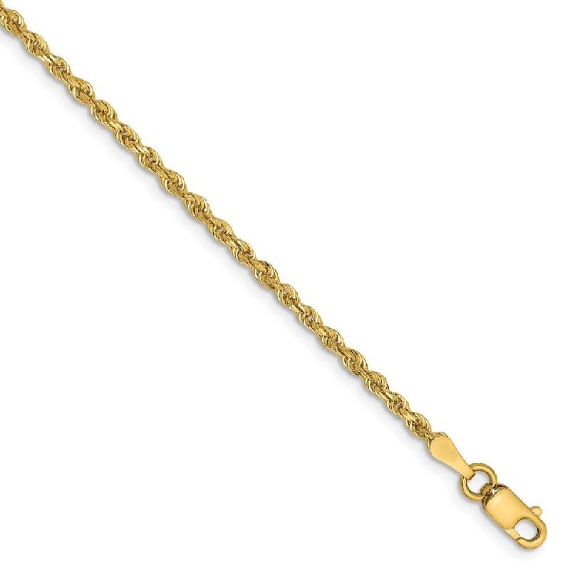 2mm, 14k Yellow Gold, D/C Quadruple Rope Chain Bracelet