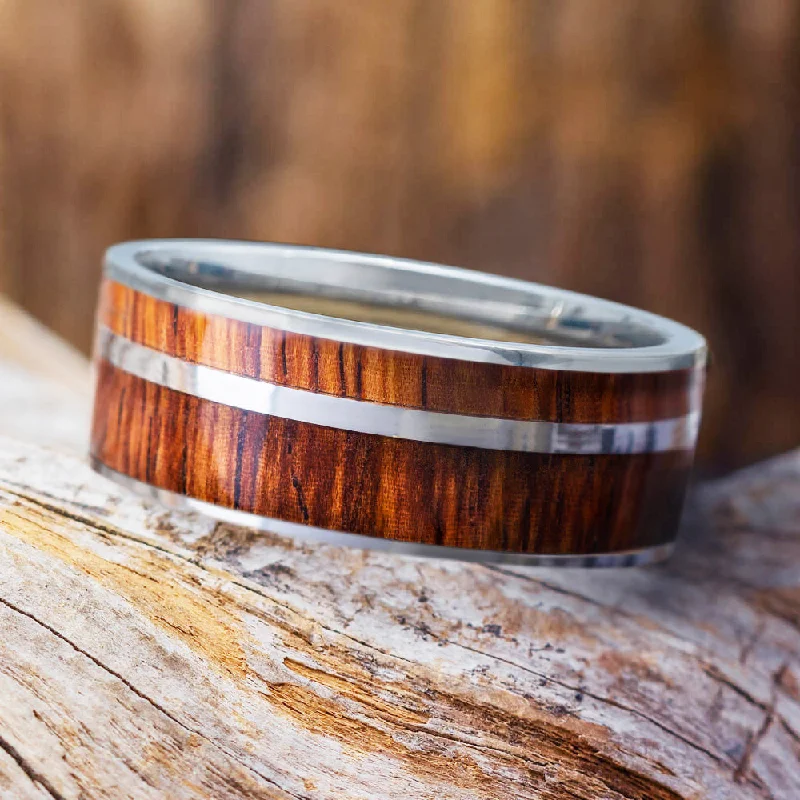 Wood Ring With Offset Pinstripe