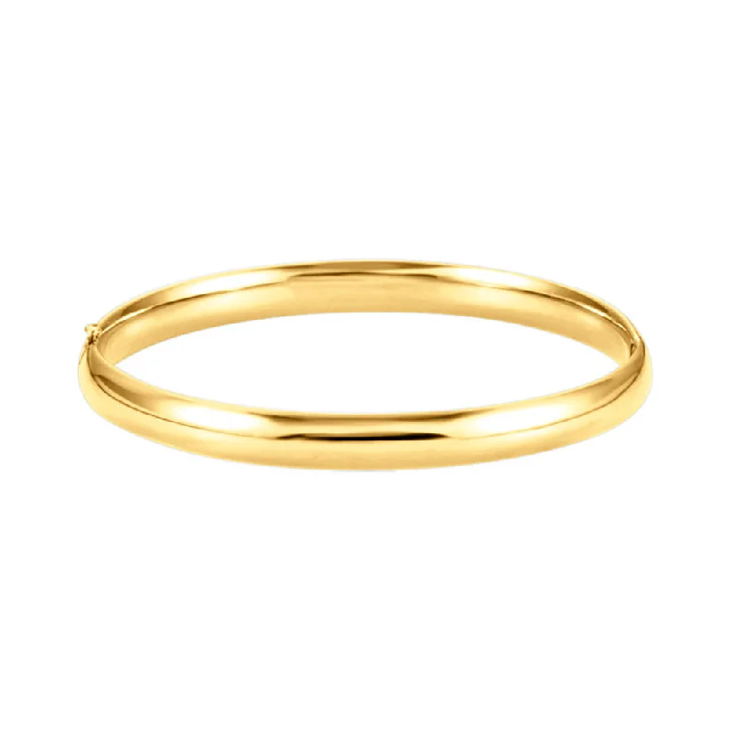 14k Yellow Gold Polished 6.5mm Hinged Bangle Bracelet