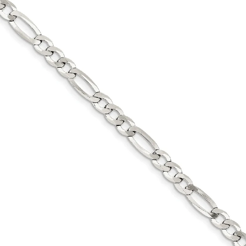 5.5mm Sterling Silver Flat Figaro Chain Bracelet