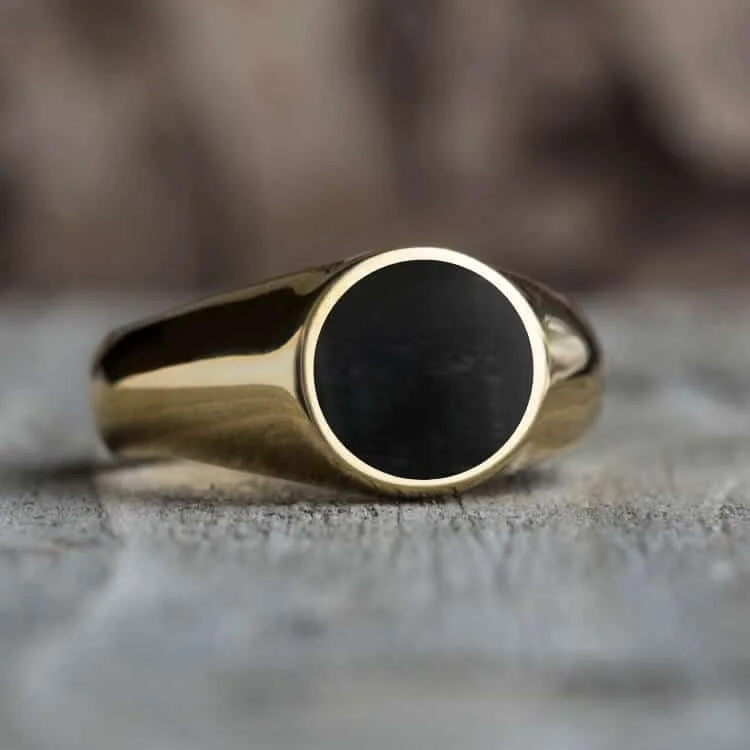 Springbok Horn Signet Ring In Gold, Trophy Jewelry