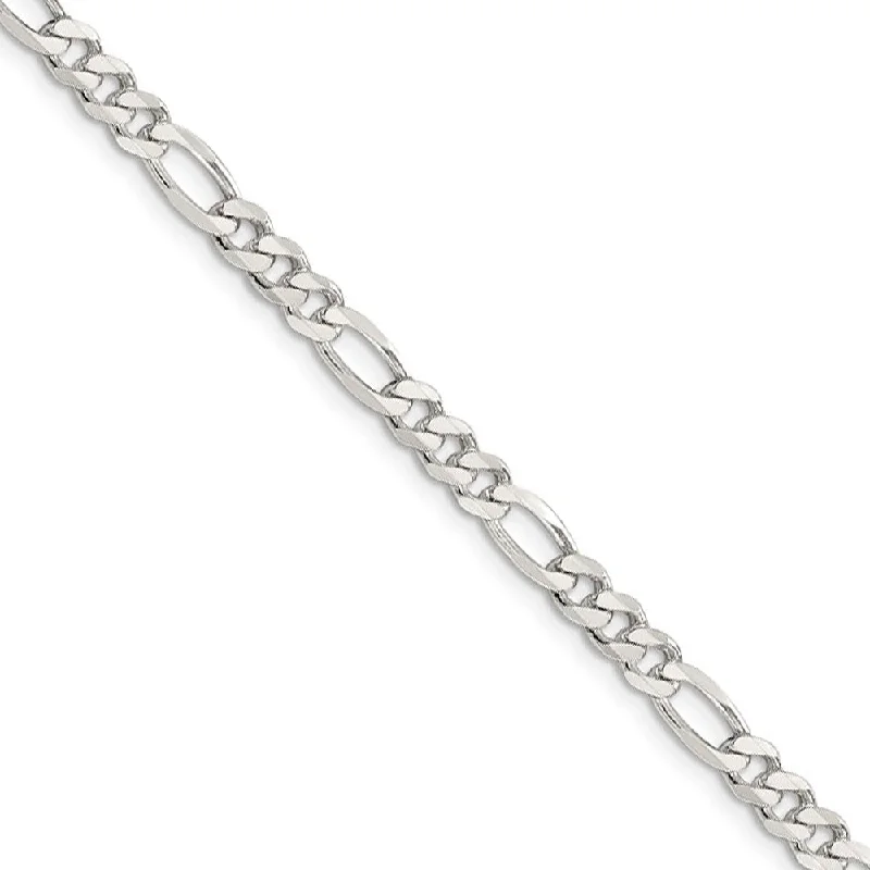 4.5mm Sterling Silver, Solid Figaro Chain Bracelet