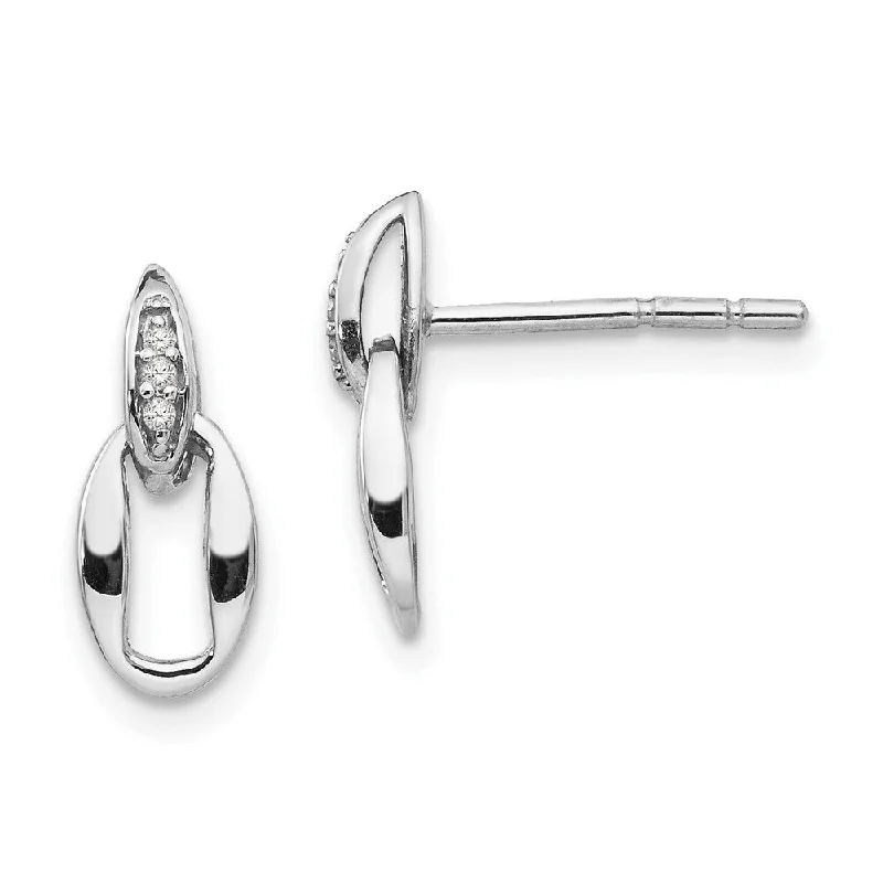 925 Sterling Silver Diamond Earrings (L-9 mm, W-6 mm)