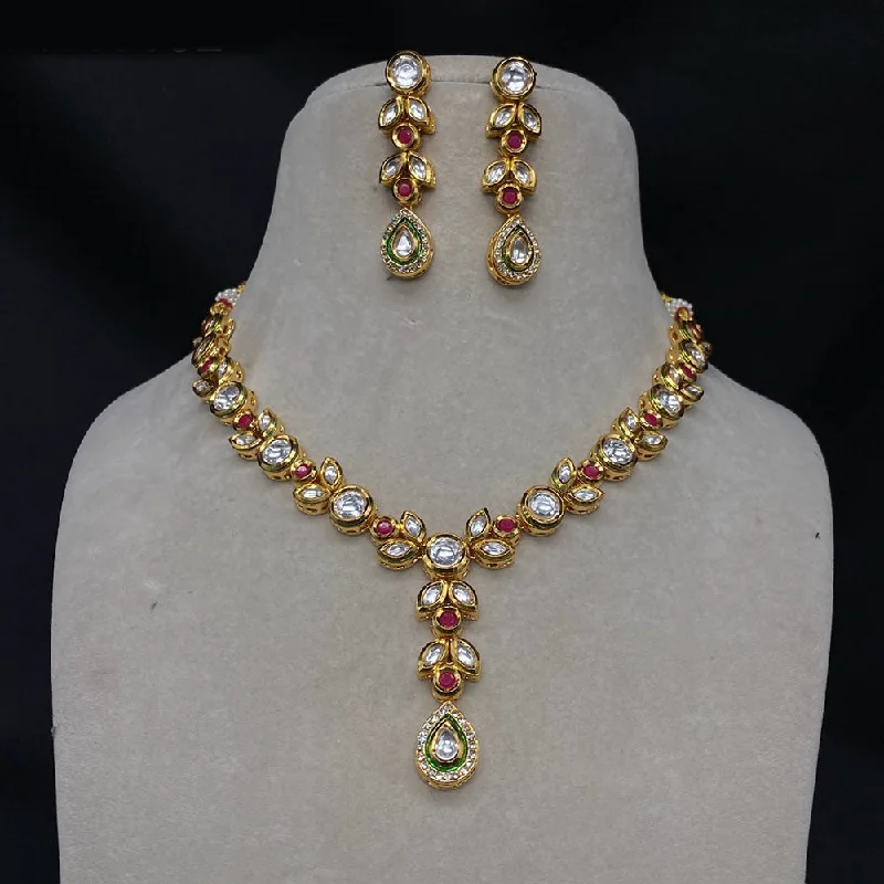 Royal Kundan Jewellery Gold Plated Kundan Stone Necklace Set