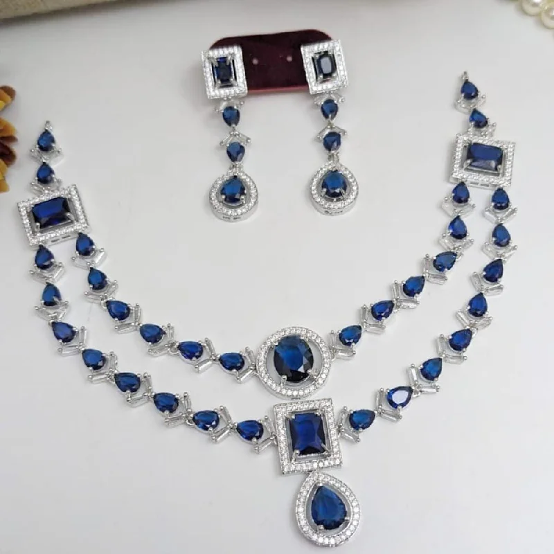 Kavita Art Silver Plated American Diamond Necklace Set