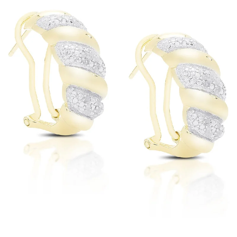 Finesque Gold Over Sterling Silver 1/4 Ct TDW Diamond Hoop Earrings