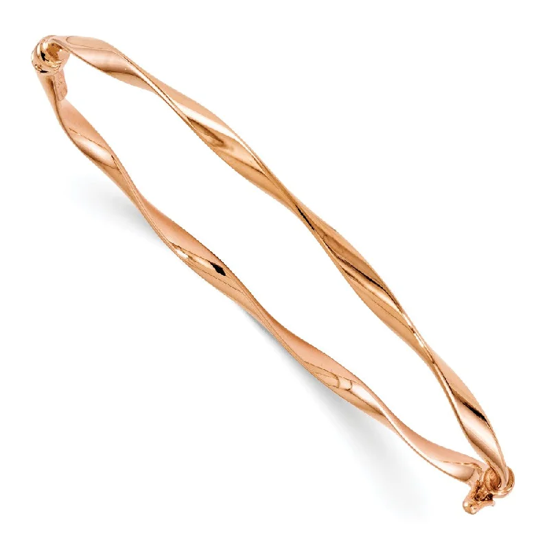 3mm 14k Rose Gold Polished Twisted Hinged Bangle Bracelet