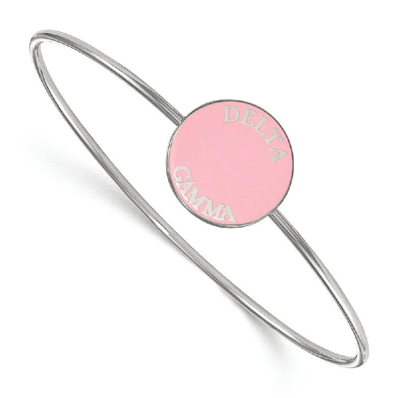 Sterling Silver Delta Gamma Enamel Disc Bangle - 6 in.