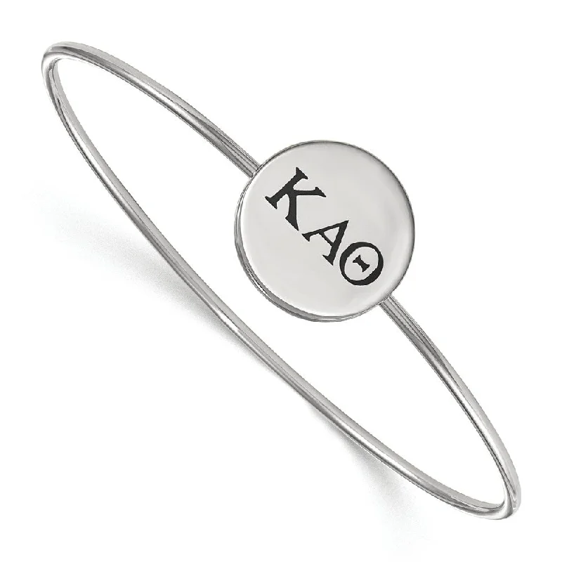 Sterling Silver Kappa Alpha Theta Enamel Greek Letters Bangle - 8 in.