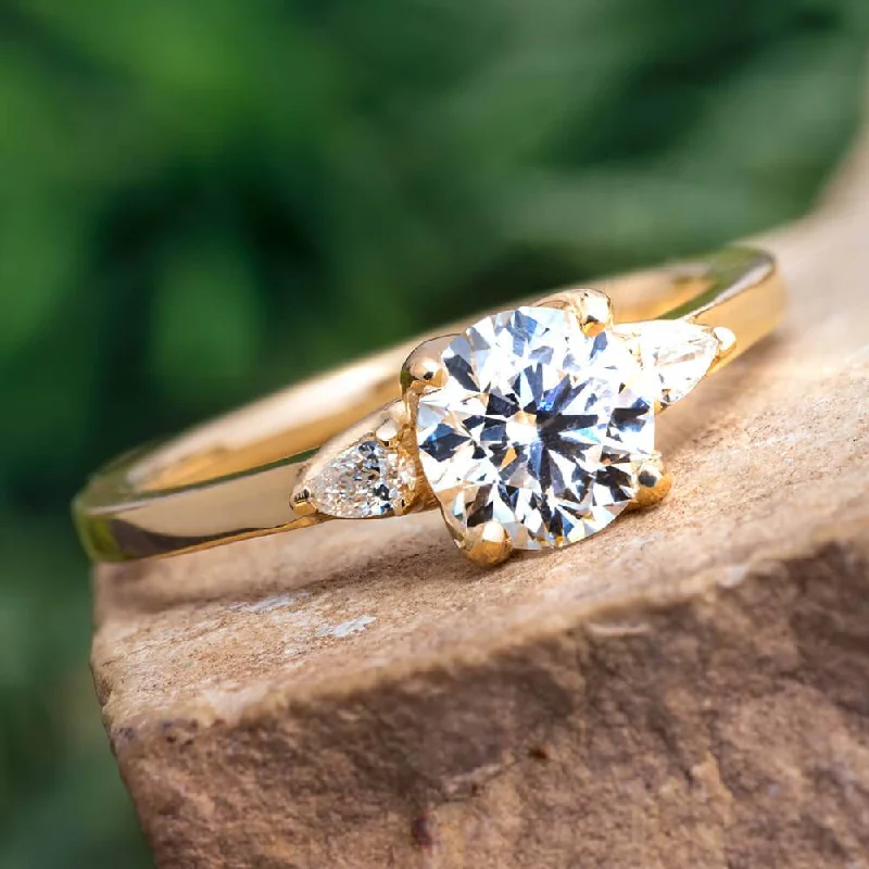 Floral Cathedral Engagement Ring in Gold