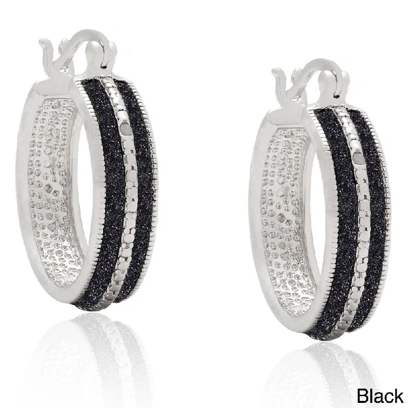 Finesque Silverplated Diamond Accent Hoop Earrings