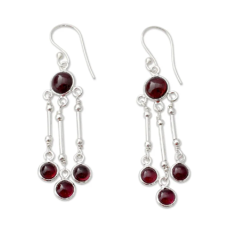 Handmade Sterling Silver 'Dreamer' Garnet Earrings (India)