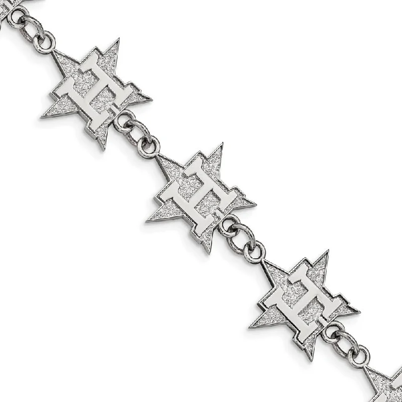 Stainless Steel MLB Houston Astros Link Bracelet, 7.25 to 8.75 Inch