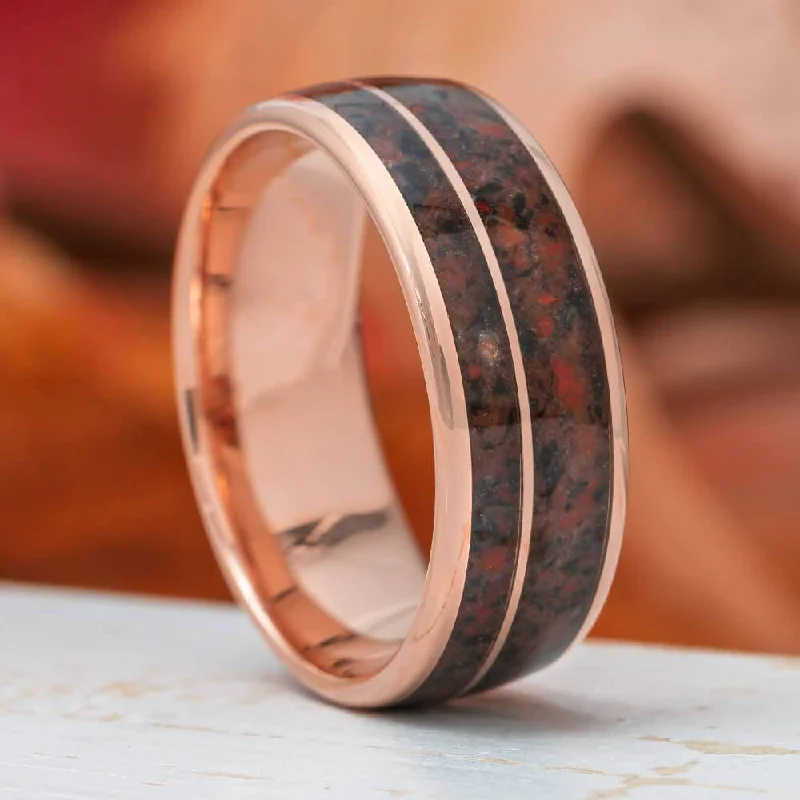 Solid Rose Gold & Fossilized Dinosaur Bone Ring