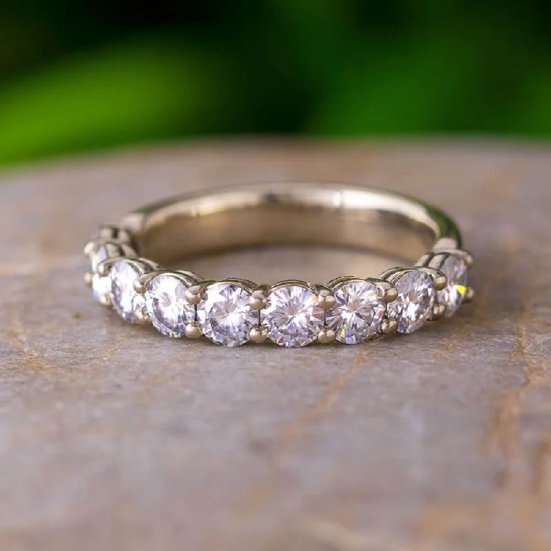 Custom Moissanite Wedding Band Styled in White Gold