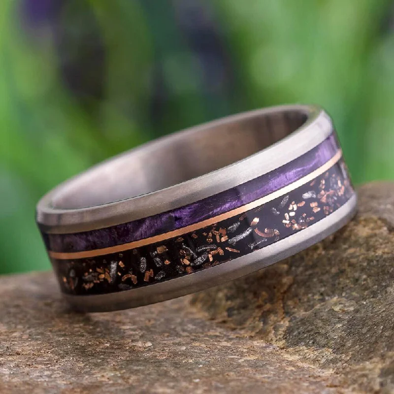 Stardust™ & Purple Wood Men's Wedding Band