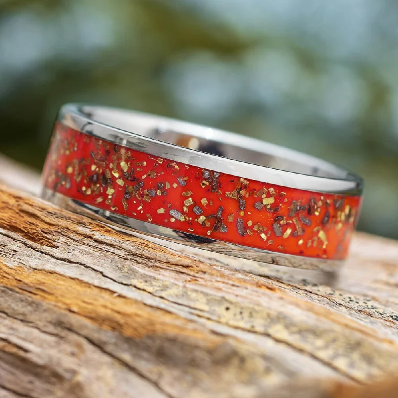 Red Stardust™ Men's Wedding Band In Titanium