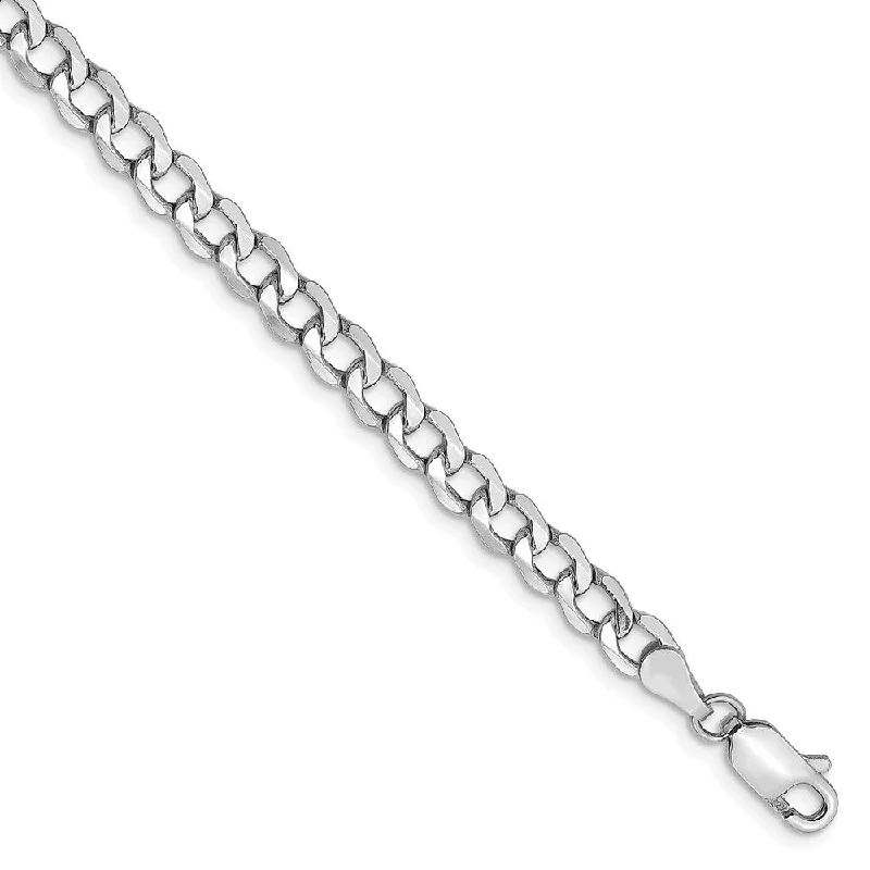 4.3mm, 14k White Gold, Hollow Curb Link Chain Bracelet