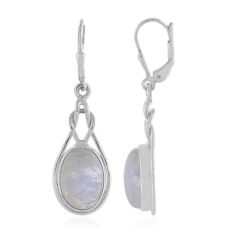 925 Sterling Silver Rainbow Moonstone Drop & Dangle Earrings